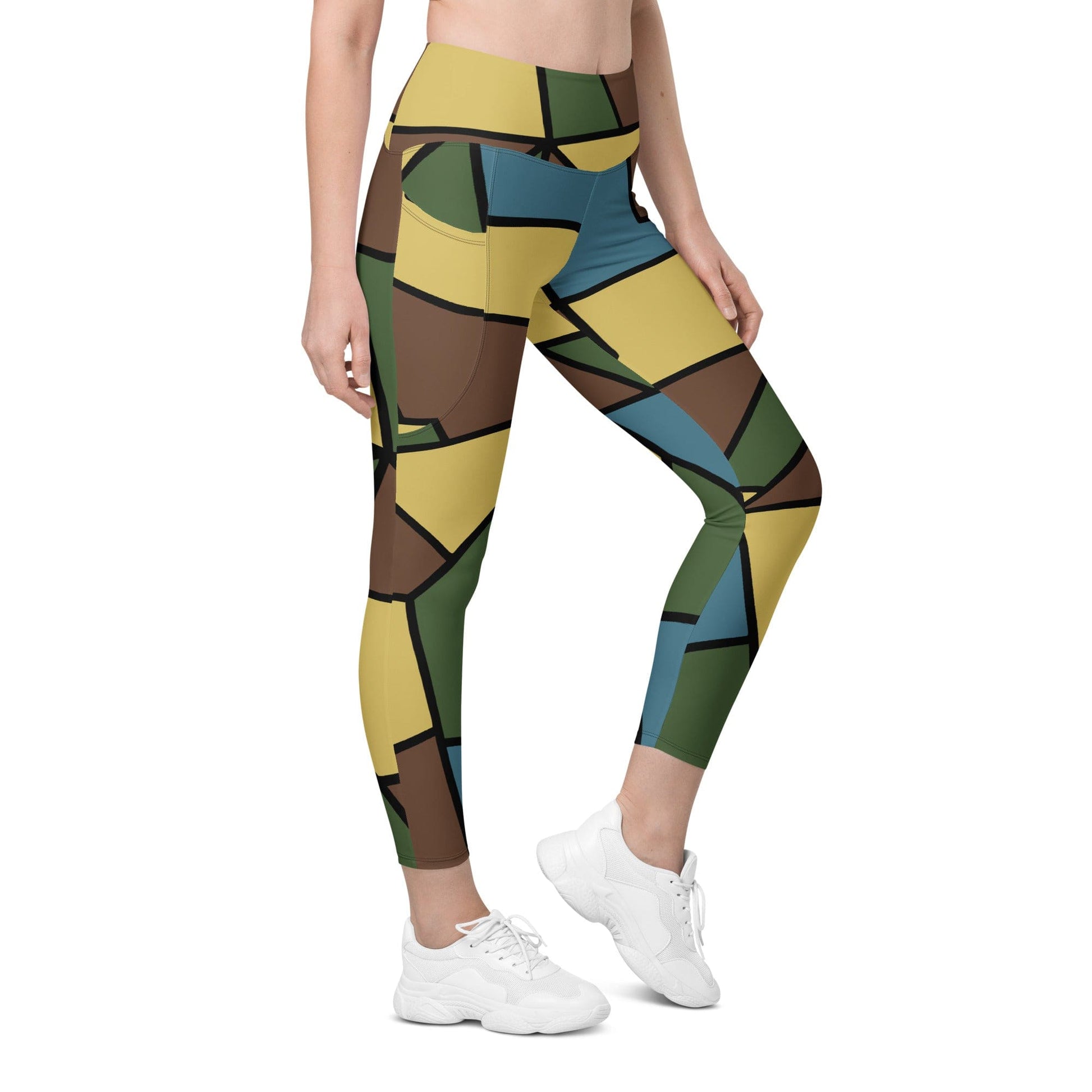 German WW1 Turtle Shell Trench Stahlhelm v2 CAMO Leggings with pockets - 2XS - Womens With Pockets