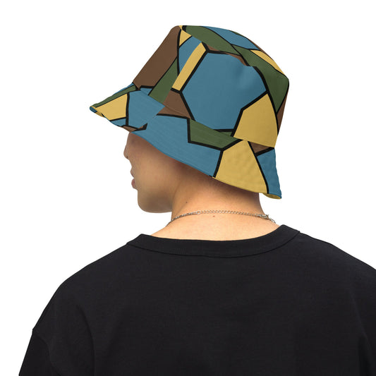 German WWI Sky Turtle Shell Stahlhelm CAMO Reversible Bucket Hat - XS