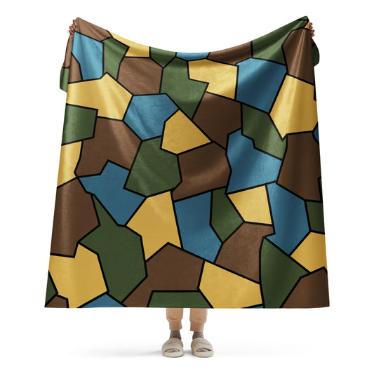 German WWI Sky Turtle Shell Stahlhelm CAMO Sherpa Blanket - 60″×80″