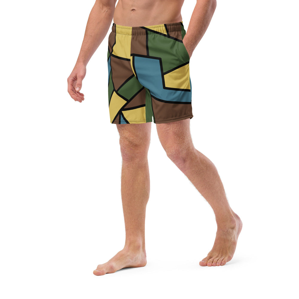 German WW1 Turtle Shell Trench Stahlhelm v2 CAMO Swim Trunks - Mens