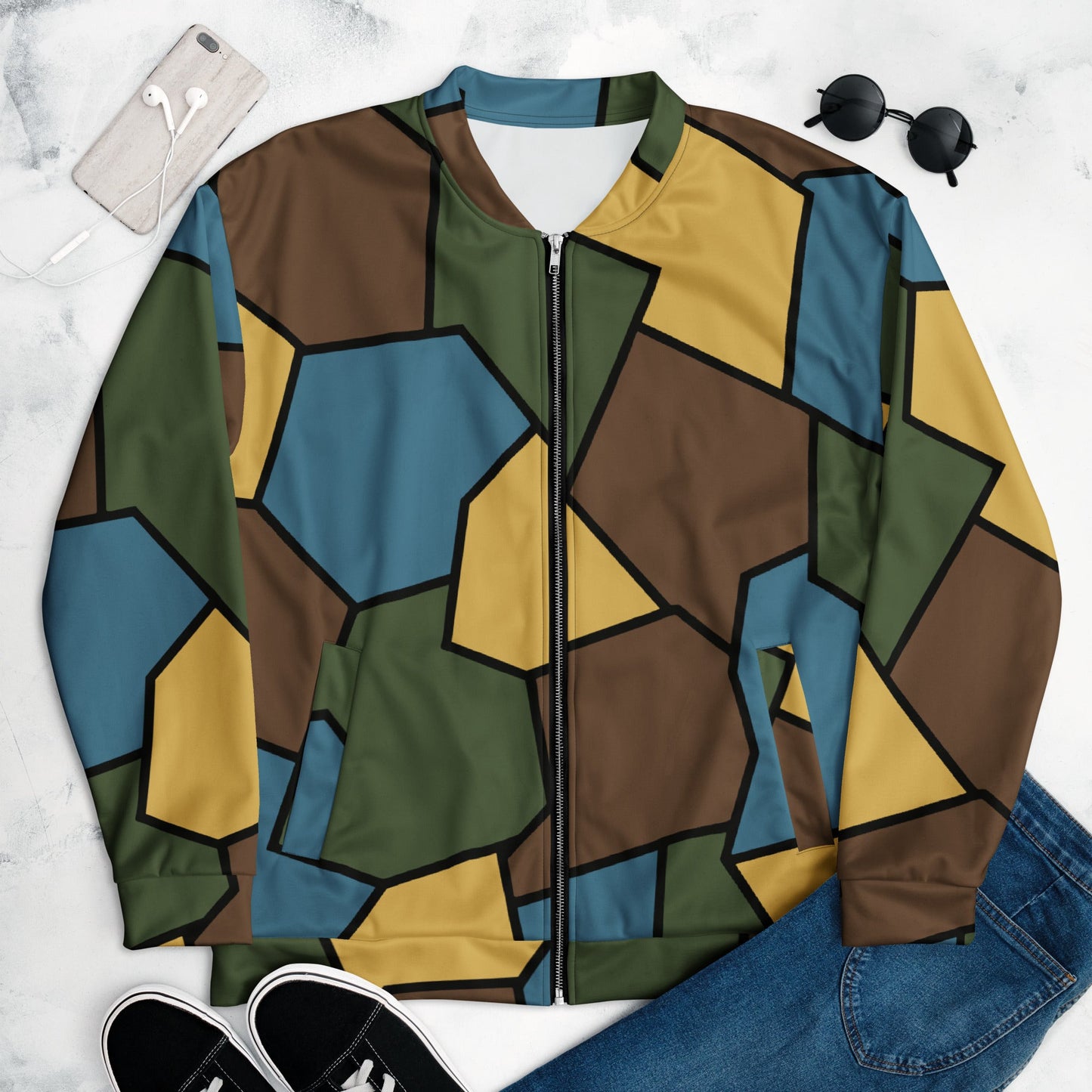German WW1 Turtle Shell Trench Stahlhelm v2 CAMO Unisex Bomber Jacket