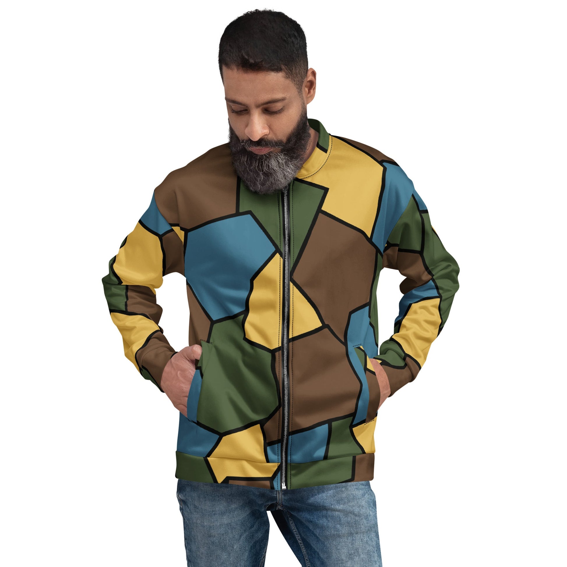 German WW1 Turtle Shell Trench Stahlhelm v2 CAMO Unisex Bomber Jacket - XS
