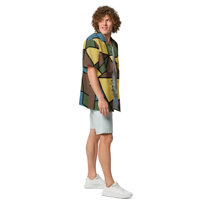 Turtle Shell Stahlhelm Sky CAMO Unisex Short-Sleeve Button Shirt - Button-Up