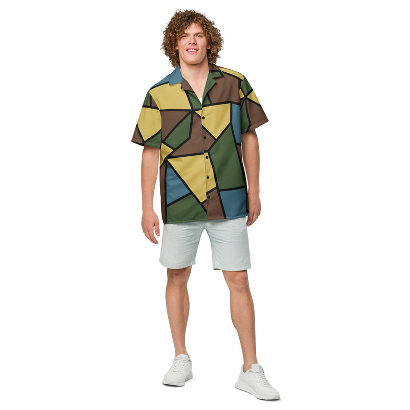 Turtle Shell Stahlhelm Sky CAMO Unisex Short-Sleeve Button Shirt - Button-Up