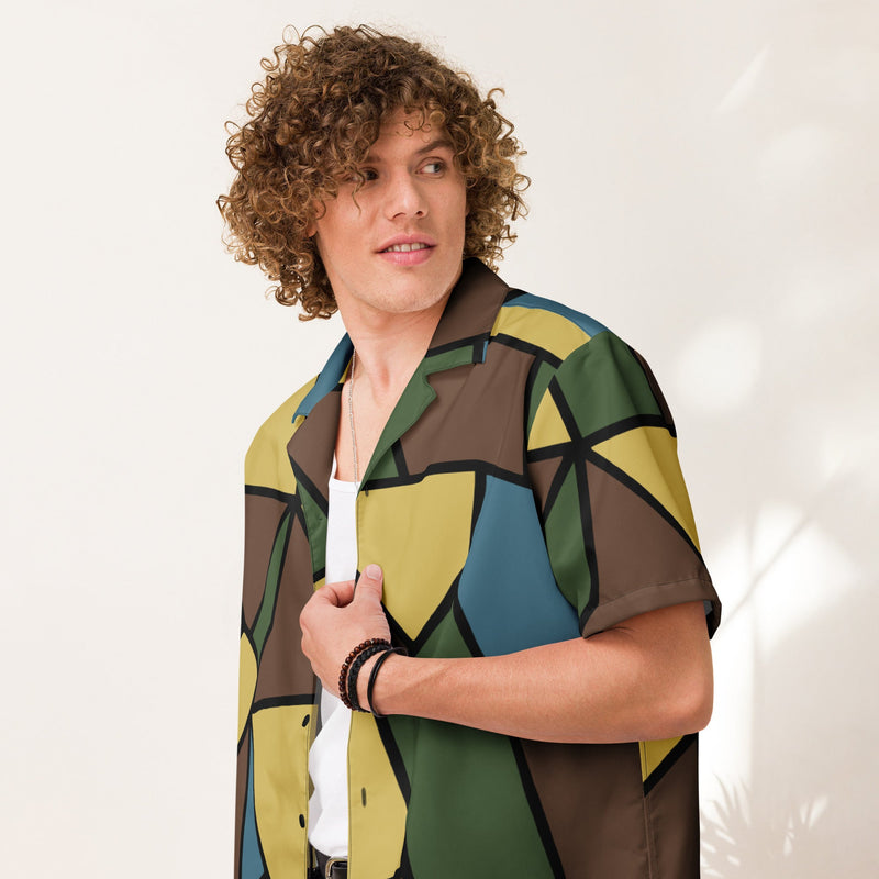 Turtle Shell Stahlhelm Sky CAMO Unisex Short-Sleeve Button Shirt - Button-Up