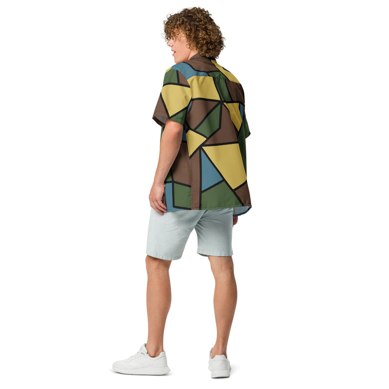 Turtle Shell Stahlhelm Sky CAMO Unisex Short-Sleeve Button Shirt - Button-Up