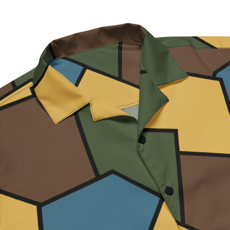 Turtle Shell Stahlhelm Sky CAMO Unisex Short-Sleeve Button Shirt - Button-Up
