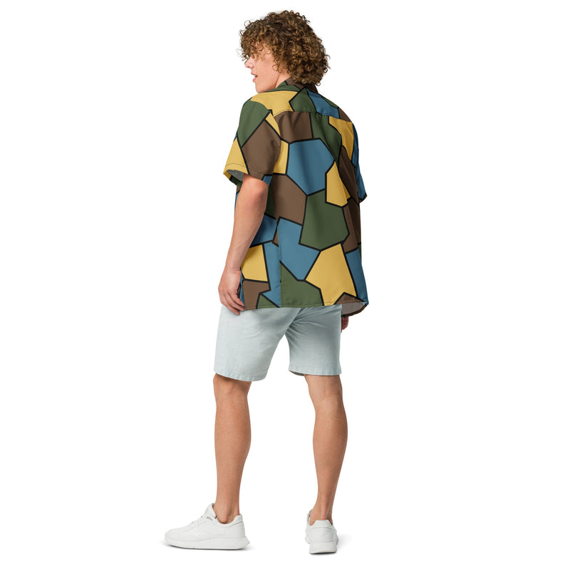 Turtle Shell Stahlhelm Sky CAMO Unisex Short-Sleeve Button Shirt - Button-Up