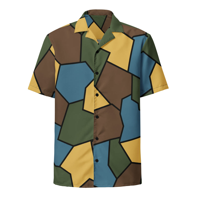 Turtle Shell Stahlhelm Sky CAMO Unisex Short-Sleeve Button Shirt - Button-Up