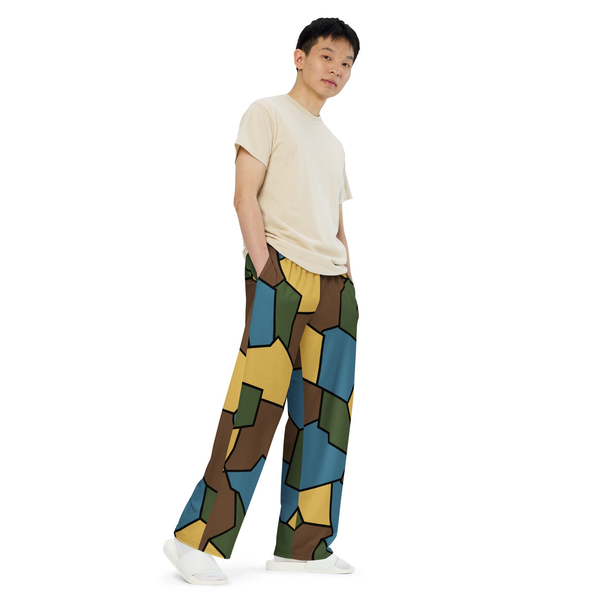 German WW1 Turtle Shell Trench Stahlhelm v2 CAMO Unisex Wide-Leg Leisure Pants