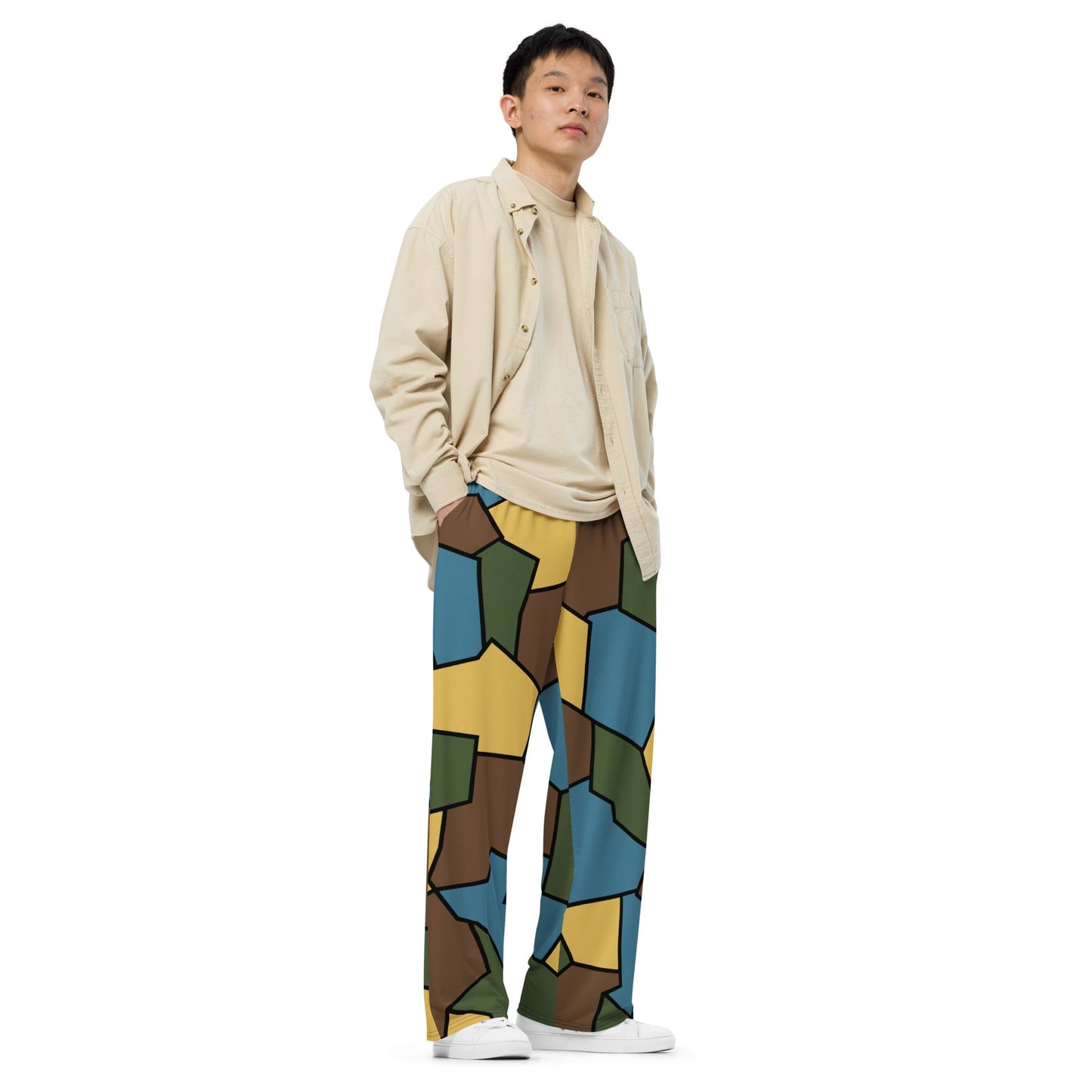 German WW1 Turtle Shell Trench Stahlhelm v2 CAMO Unisex Wide-Leg Leisure Pants
