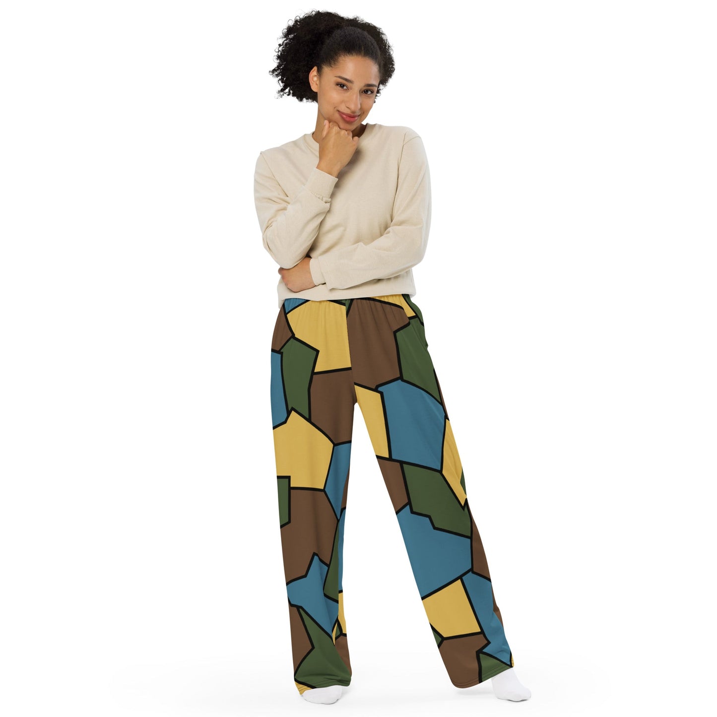 German WW1 Turtle Shell Trench Stahlhelm v2 CAMO Unisex Wide-Leg Leisure Pants