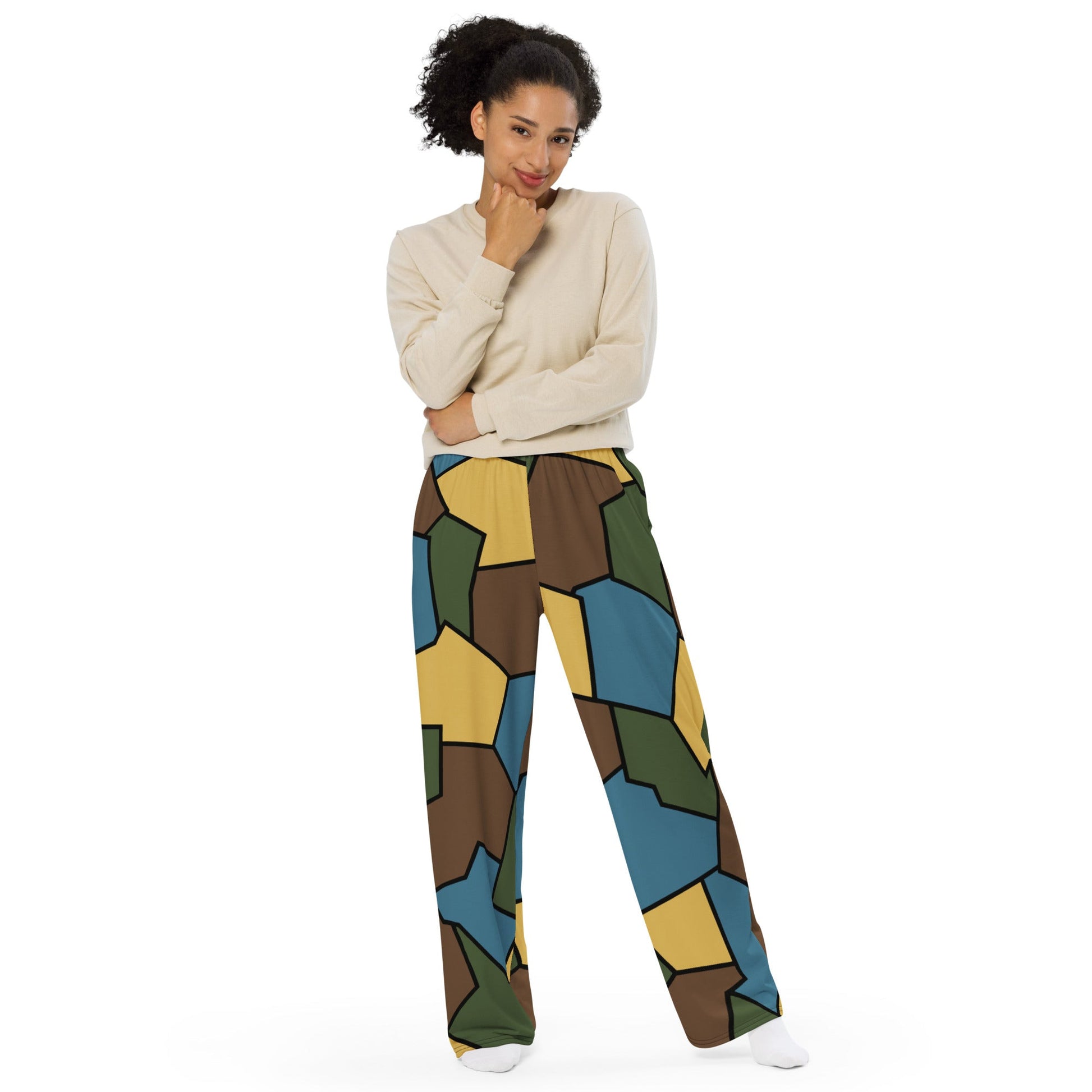 German WW1 Turtle Shell Trench Stahlhelm v2 CAMO Unisex Wide-Leg Leisure Pants