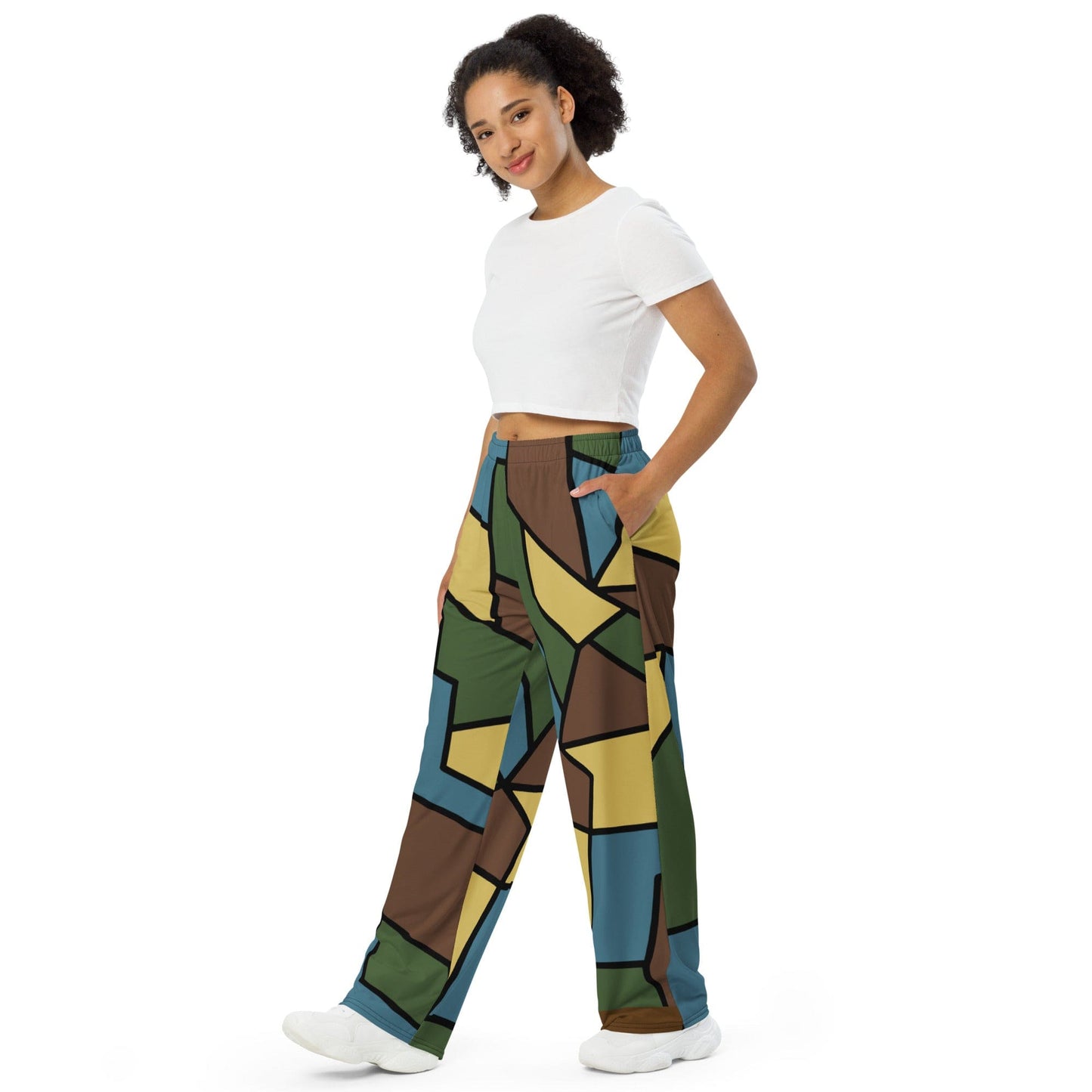 German WW1 Turtle Shell Trench Stahlhelm v2 CAMO unisex wide-leg pants - Unisex Wide-Leg Pants