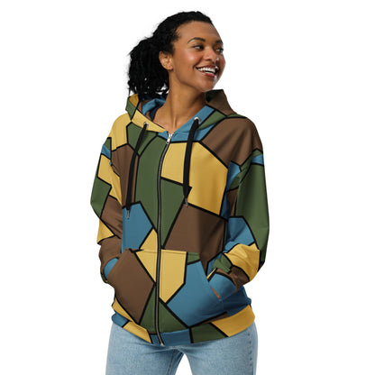 German WWI Sky Turtle Shell Stahlhelm CAMO Unisex Zip Hoodie