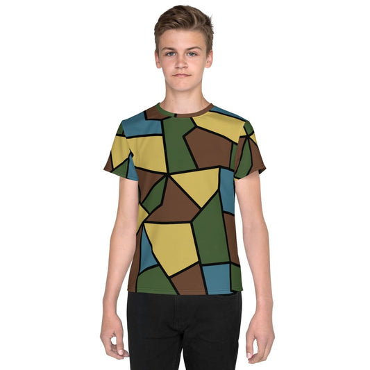 German WW1 Turtle Shell Trench Stahlhelm v2 CAMO Youth crew neck t-shirt - 8 - Crew Neck T-shirt