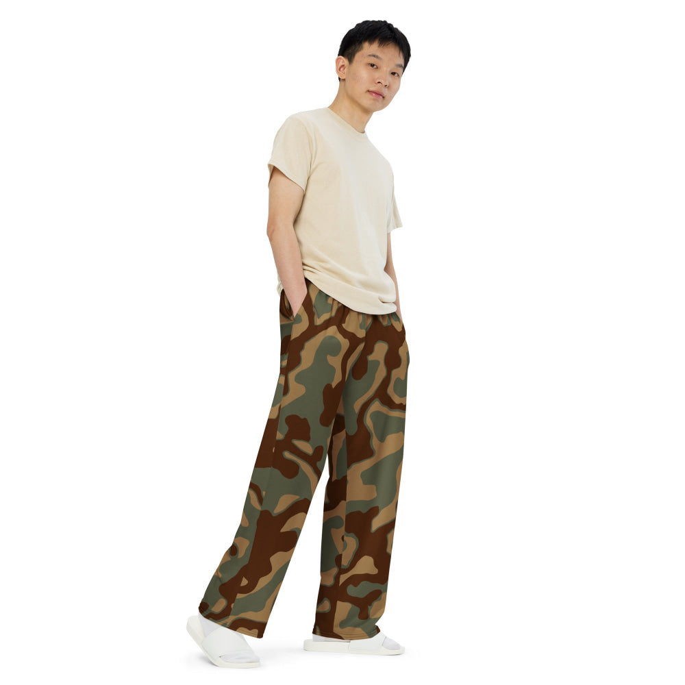 German WW2 Ambush Normandy Tank CAMO unisex wide-leg pants - Unisex Wide-Leg Pants