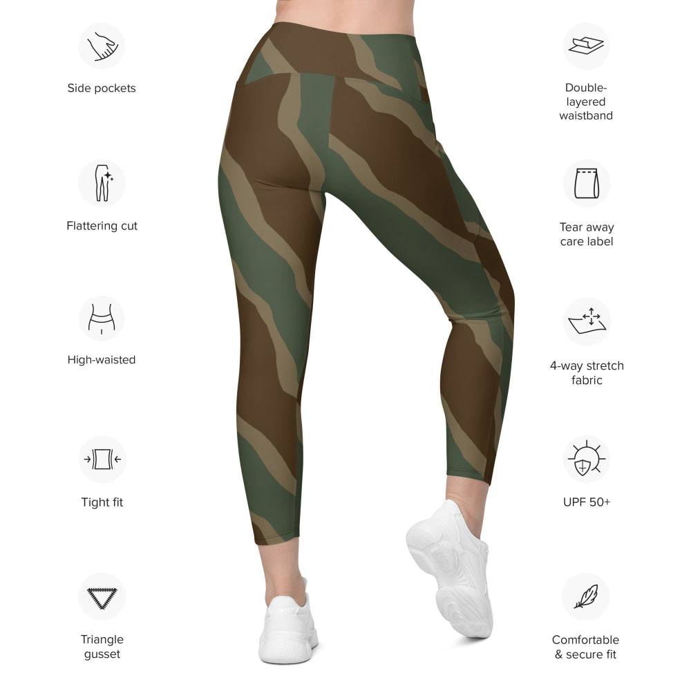 German WW2 Ambush Three Stripe Tank CAMO Leggings with pockets - Womens With Pockets