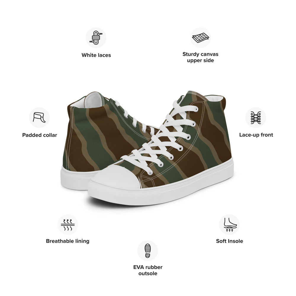 German WW2 Ambush Three Stripe Tank CAMO Men’s high top canvas shoes - Mens High Top Canvas Shoes