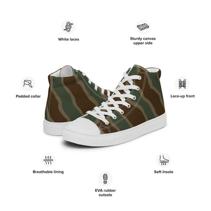 German WW2 Ambush Three Stripe Tank CAMO Men’s high top canvas shoes - Mens High Top Canvas Shoes