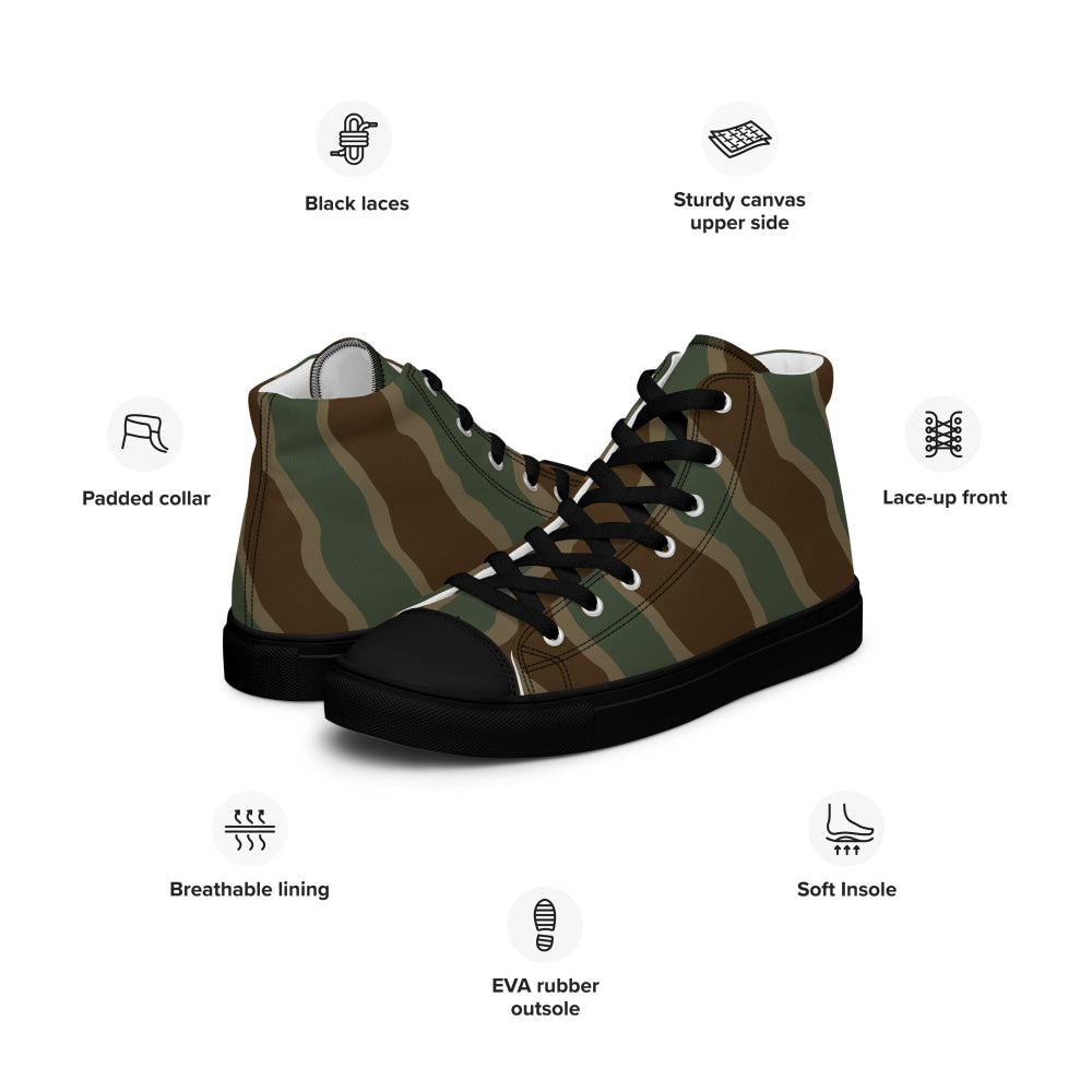 German WW2 Ambush Three Stripe Tank CAMO Men’s high top canvas shoes - Mens High Top Canvas Shoes