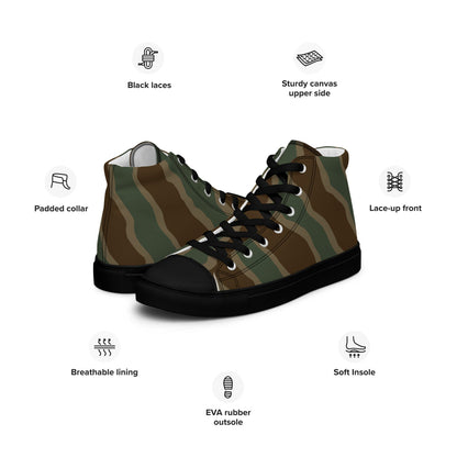 German WW2 Ambush Three Stripe Tank CAMO Men’s high top canvas shoes - Mens High Top Canvas Shoes