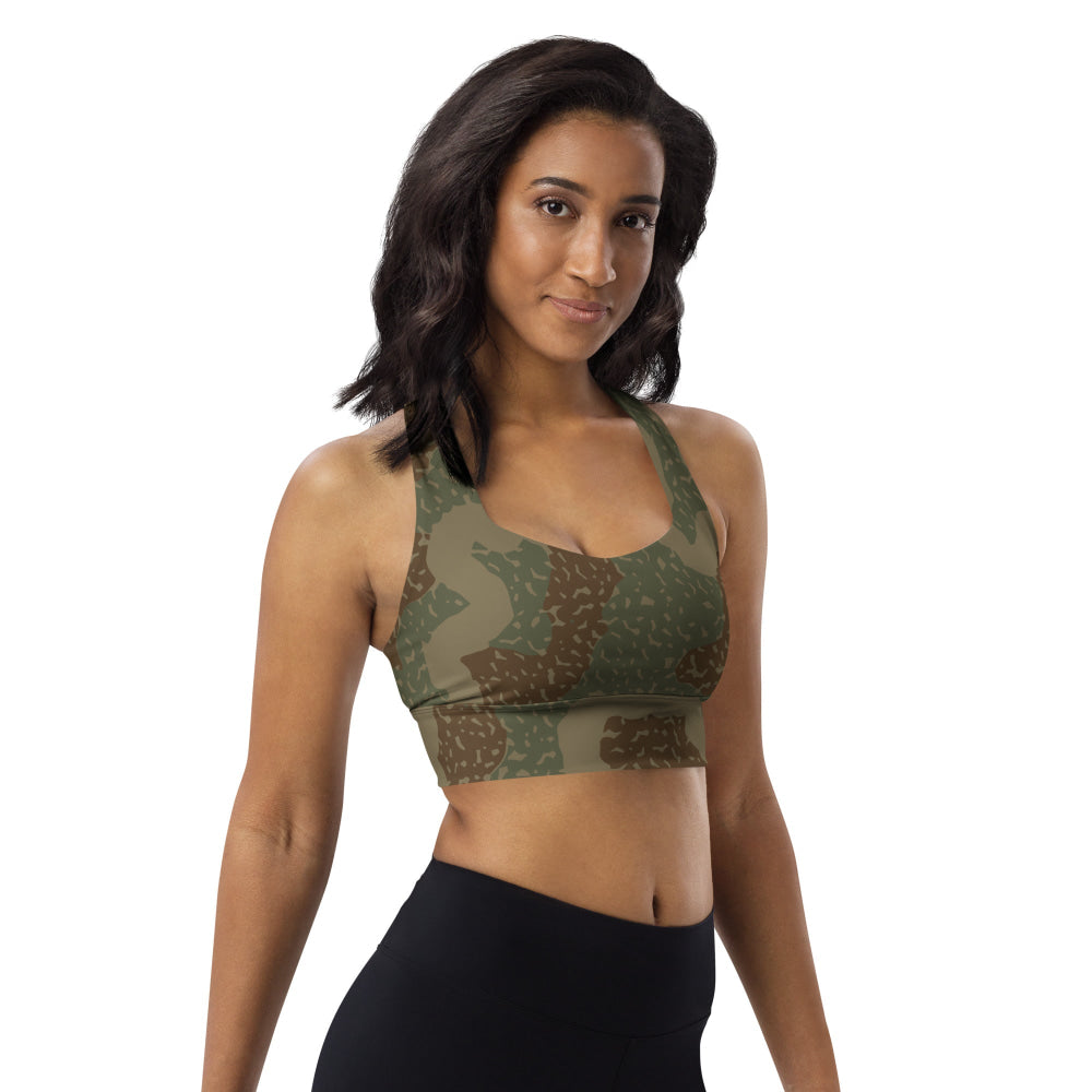 German WW2 Ambush Zimmerit Tank CAMO Longline sports bra - Womens Sports Bra