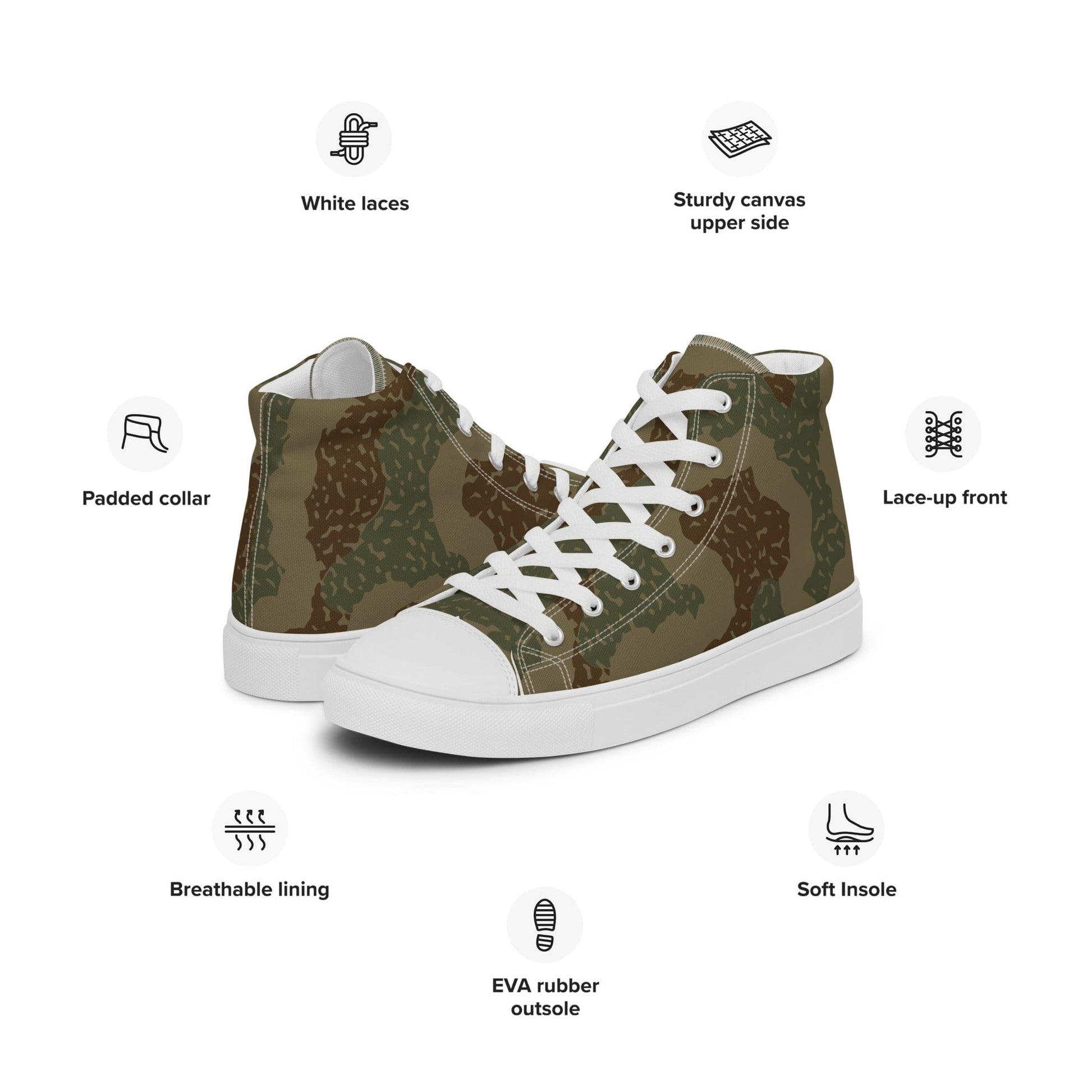 German WW2 Ambush Zimmerit Tank CAMO Men’s high top canvas shoes - Mens High Top Canvas Shoes