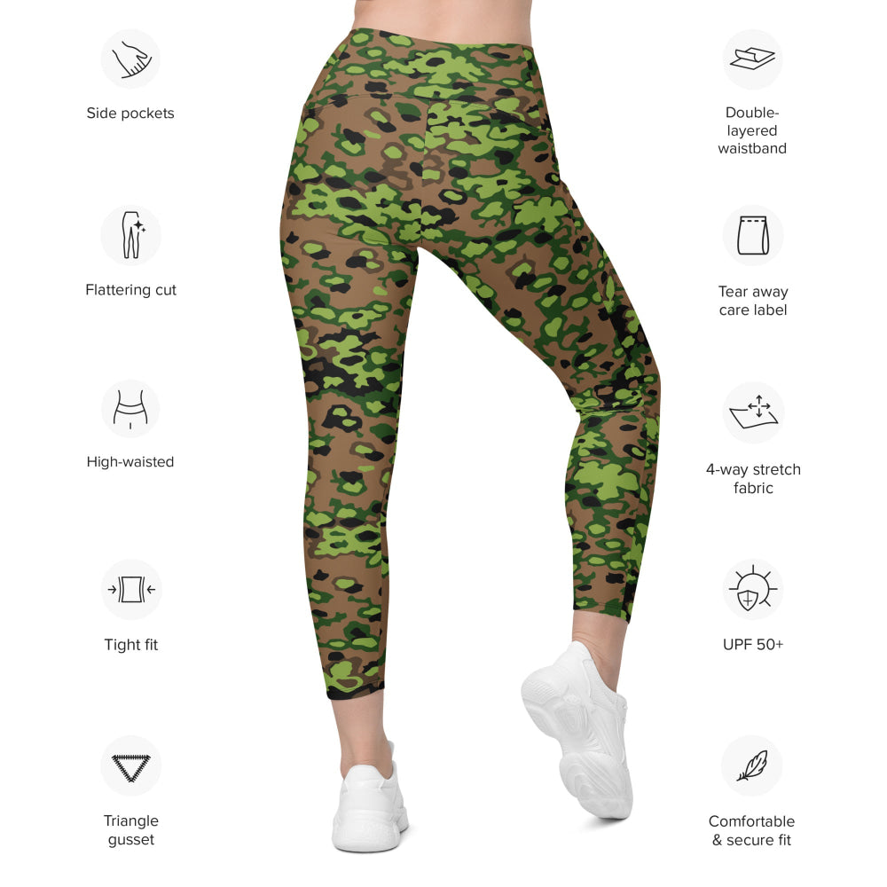 German WW2 Eichenlaubmuster Oakleaf Spring CAMO Leggings with pockets - Womens With Pockets