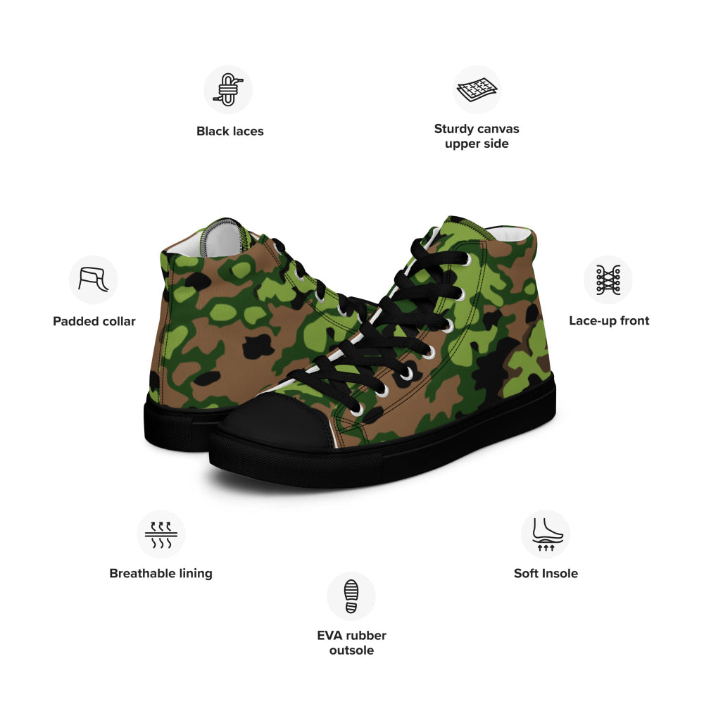 German WW2 Eichenlaubmuster Oakleaf Spring CAMO Men’s high top canvas shoes - Mens High Top Canvas Shoes