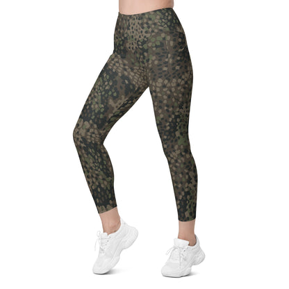 German WW2 Erbsenmuster Pea Dot Pattern 44 CAMO Leggings with pockets - Womens With Pockets