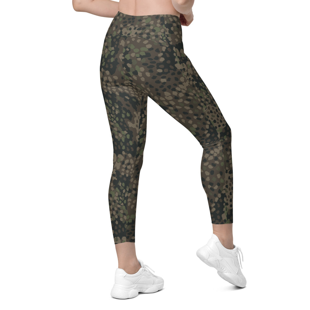 German WW2 Erbsenmuster Pea Dot Pattern 44 CAMO Leggings with pockets - Womens With Pockets