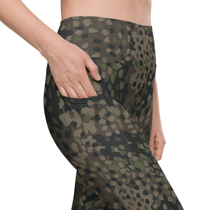 German WW2 Erbsenmuster Pea Dot Pattern 44 CAMO Leggings with pockets - Womens With Pockets