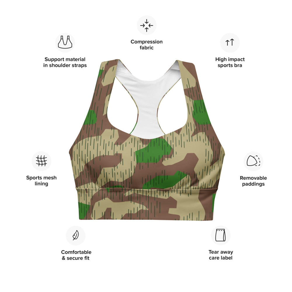 German WW2 Heeres Splittermuster CAMO Longline sports bra - Womens Sports Bra