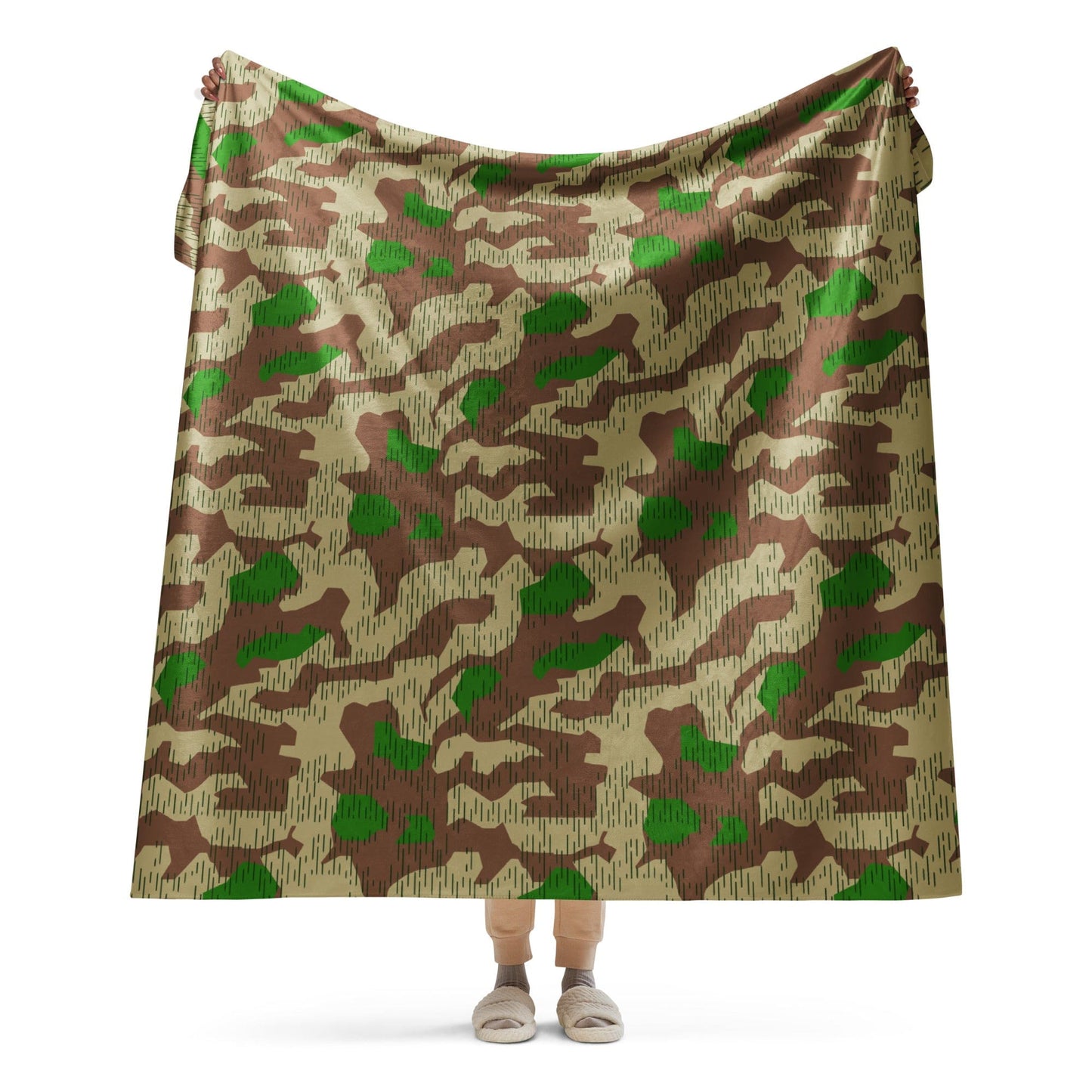 German WW2 Heeres Splittermuster CAMO Sherpa blanket - 60″×80″ - Blanket