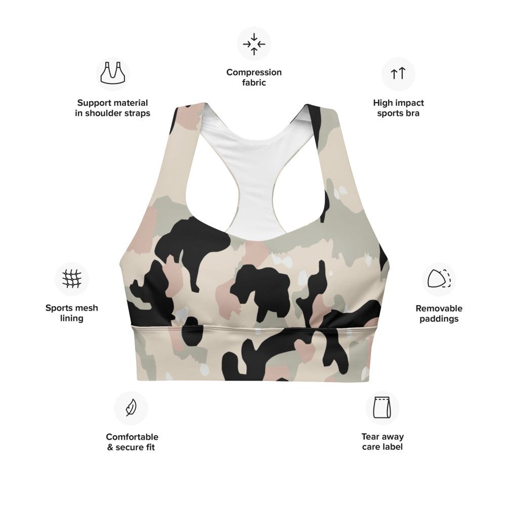 German WW2 Leibermuster Faded CAMO Longline sports bra - Womens Sports Bra