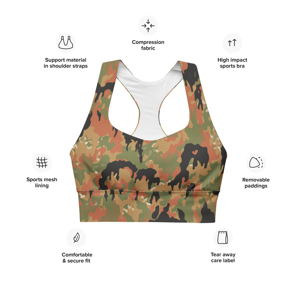 German WW2 Leibermuster CAMO Longline sports bra - Womens Sports Bra