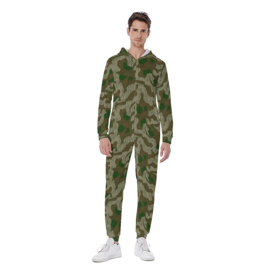 German WW2 Luftwaffen Splittermuster 41 CAMO Men’s Hooded Jumpsuit - S / White - Mens