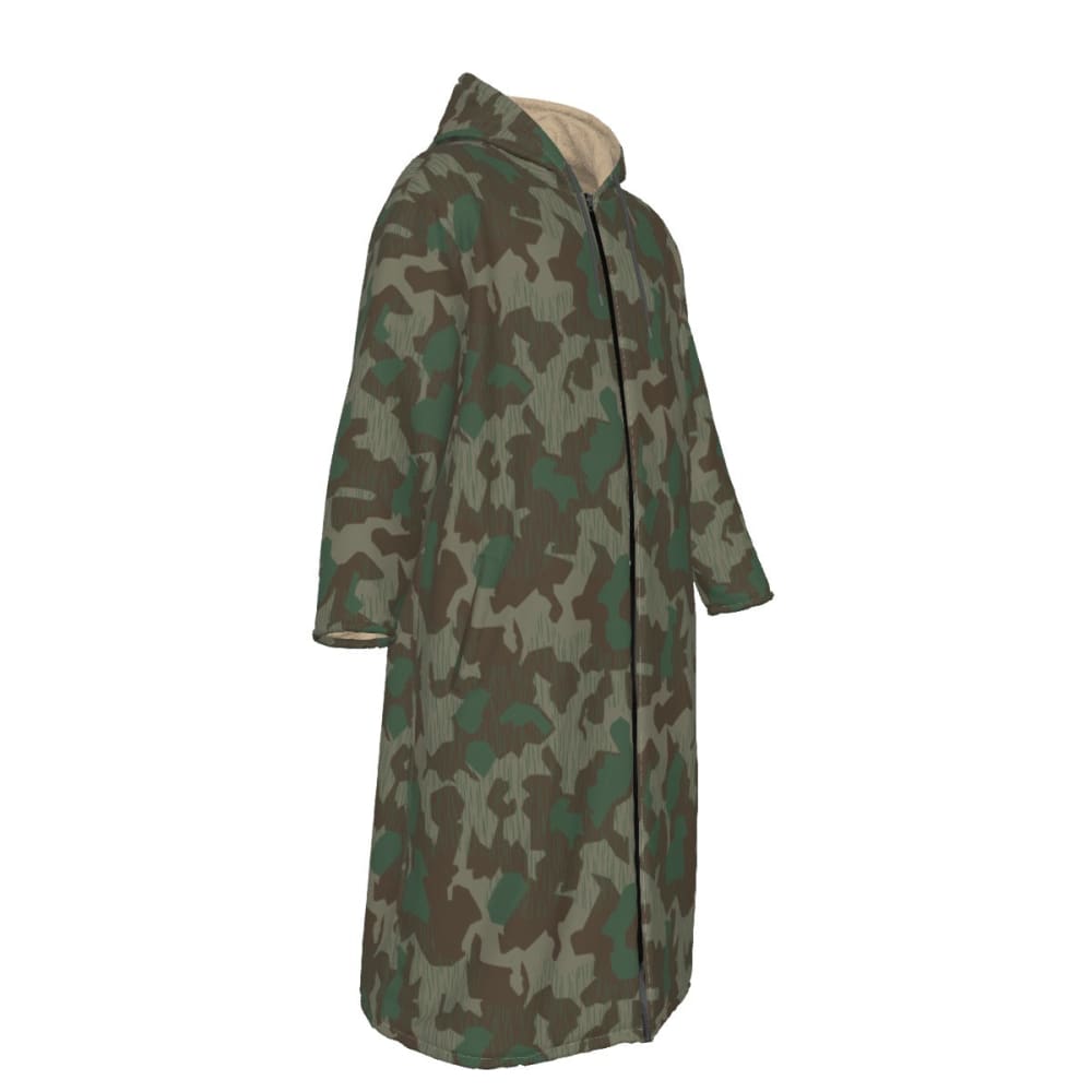 German WW2 Luftwaffen Splittermuster 41 CAMO Men’s Sherpa Zip Up Long Coat - Mens