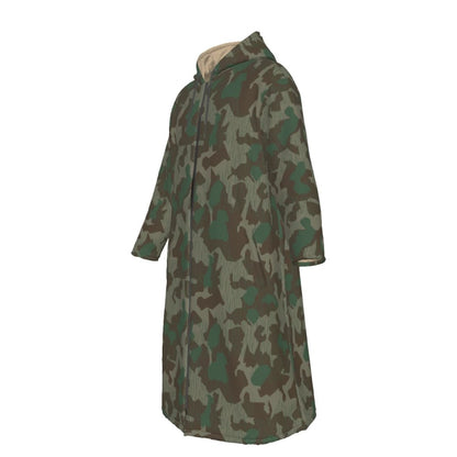 German WW2 Luftwaffen Splittermuster 41 CAMO Men’s Sherpa Zip Up Long Coat - Mens