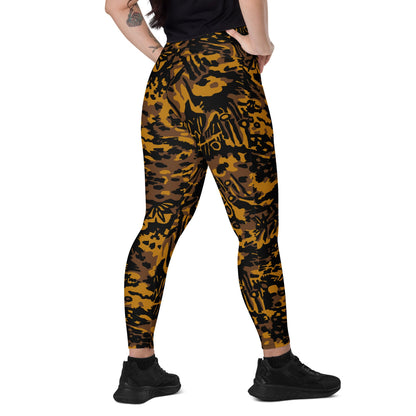 German WW2 Palmenmuster Palm Tree Autumn CAMO Leggings with pockets - 2XS - Womens With Pockets