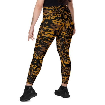 German WW2 Palmenmuster Palm Tree Autumn CAMO Leggings with pockets - Womens With Pockets