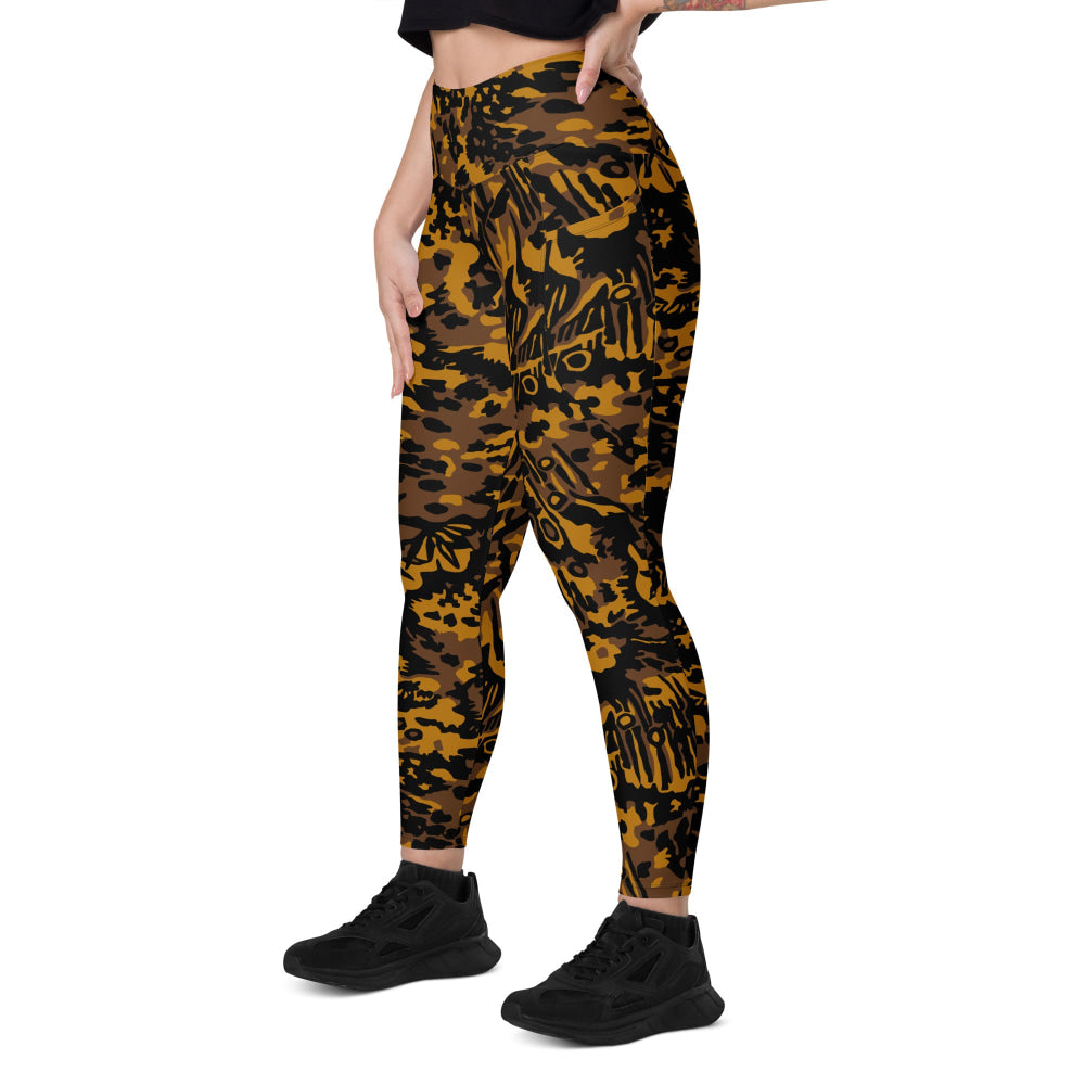 German WW2 Palmenmuster Palm Tree Autumn CAMO Leggings with pockets - Womens With Pockets