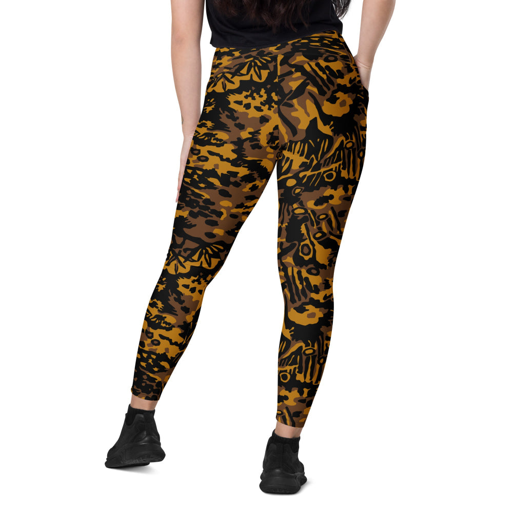 German WW2 Palmenmuster Palm Tree Autumn CAMO Leggings with pockets - Womens With Pockets