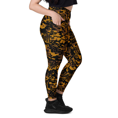 German WW2 Palmenmuster Palm Tree Autumn CAMO Leggings with pockets - Womens With Pockets