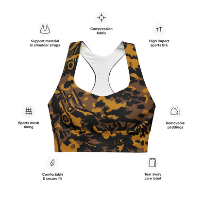 German WW2 Palmenmuster Palm Tree Autumn CAMO Longline sports bra - Womens Sports Bra