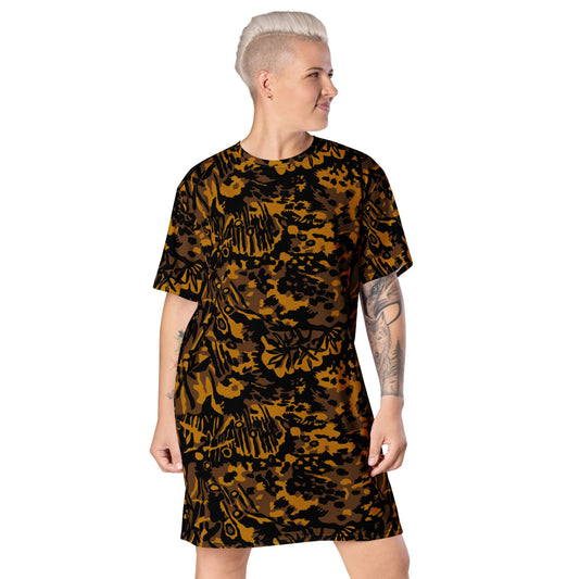 German WW2 Palmenmuster Palm Tree Autumn CAMO T-shirt dress - 2XS - Womens T-Shirt Dress