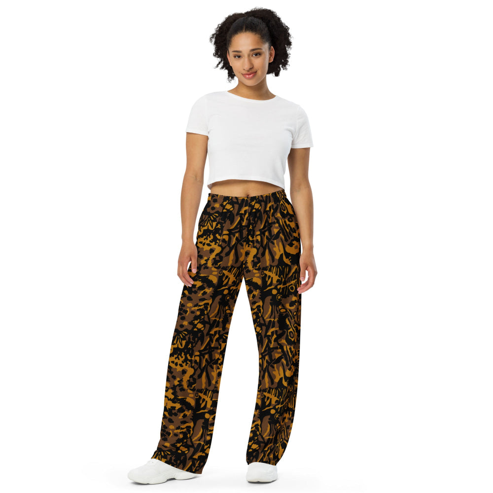 German WW2 Palmenmuster Palm Tree Autumn CAMO unisex wide-leg pants - Unisex Wide-Leg Pants