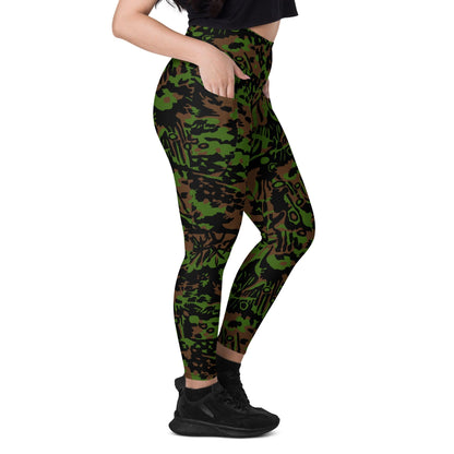 German WW2 Palmenmuster Palm Tree Spring CAMO Leggings with pockets - Womens With Pockets