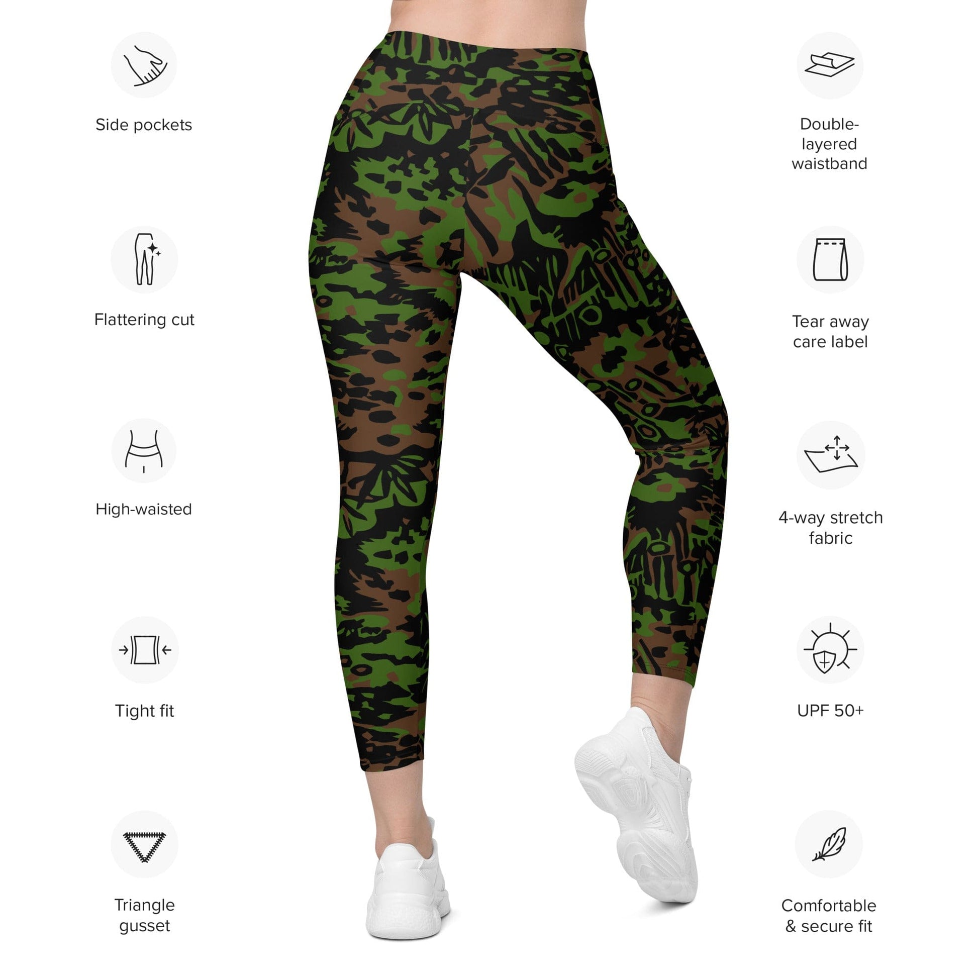 German WW2 Palmenmuster Palm Tree Spring CAMO Leggings with pockets - Womens With Pockets